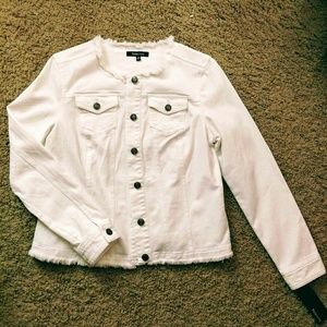 Relativity M White Stretch Denim Jacket